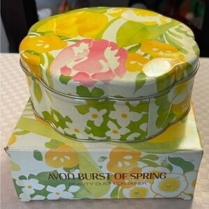Avon Burst of Spring beauty dust container new in box from 1978.